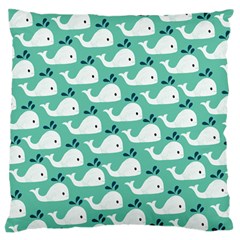 Whale Sea Blue Standard Premium Plush Fleece Cushion Case (two Sides) by Dutashop