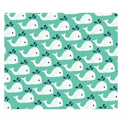 Whale Sea Blue Two Sides Premium Plush Fleece Blanket (small) by Dutashop