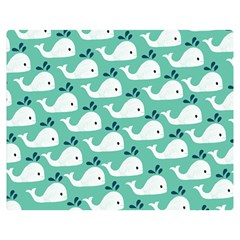 Whale Sea Blue Two Sides Premium Plush Fleece Blanket (medium) by Dutashop