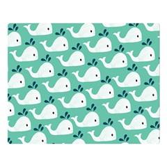 Whale Sea Blue Two Sides Premium Plush Fleece Blanket (large)