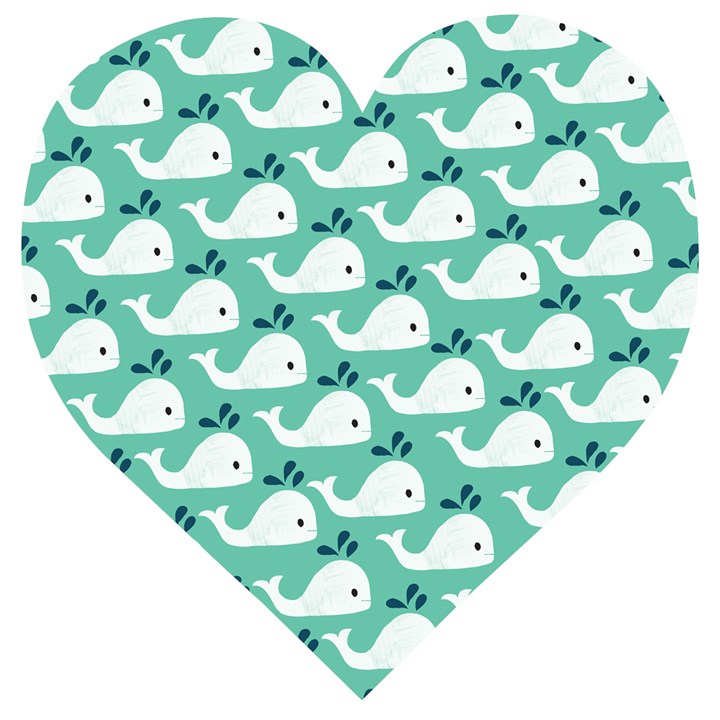 Whale Sea Blue Wooden Puzzle Heart