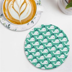 Whale Sea Blue Uv Print Round Tile Coaster