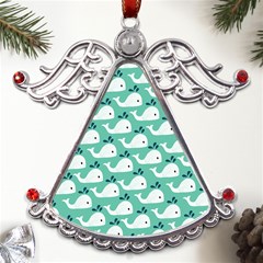 Whale Sea Blue Metal Angel With Crystal Ornament