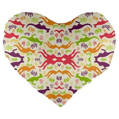 Kangaroo Large 19  Premium Flano Heart Shape Cushions by Dutashop