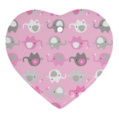 Animals Elephant Pink Cute Ornament (Heart)