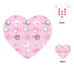 Animals Elephant Pink Cute Playing Cards Single Design (Heart)