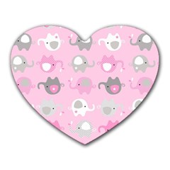 Animals Elephant Pink Cute Heart Mousepad