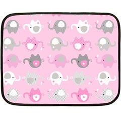 Animals Elephant Pink Cute Fleece Blanket (mini) by Dutashop