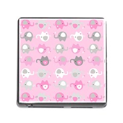 Animals Elephant Pink Cute Memory Card Reader (Square 5 Slot)