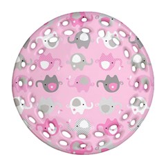 Animals Elephant Pink Cute Ornament (Round Filigree)