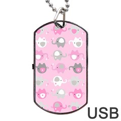 Animals Elephant Pink Cute Dog Tag Usb Flash (one Side) by Dutashop