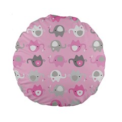 Animals Elephant Pink Cute Standard 15  Premium Round Cushions