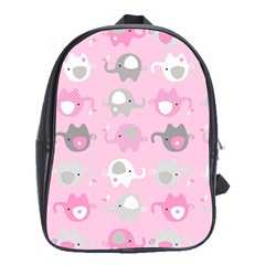 Animals Elephant Pink Cute School Bag (XL)