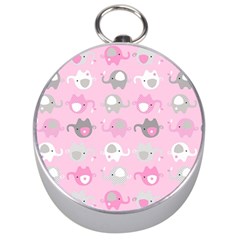 Animals Elephant Pink Cute Silver Compasses by Dutashop