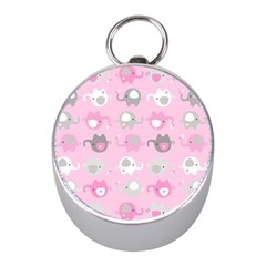 Animals Elephant Pink Cute Mini Silver Compasses by Dutashop