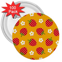 Strawberry 3  Buttons (100 Pack) 