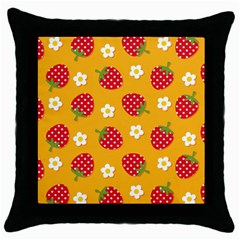 Strawberry Throw Pillow Case (black) by Dutashop