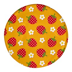 Strawberry Round Glass Fridge Magnet (4 Pack) by Dutashop