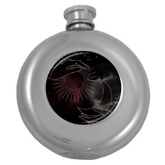 Universal Balance Moon Abstract Star Sun Universe Round Hip Flask (5 Oz) by Modalart