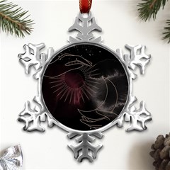 Universal Balance Moon Abstract Star Sun Universe Metal Small Snowflake Ornament by Modalart