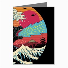 Retro Wave Kaiju Godzilla Japanese Pop Art Style Greeting Card by Modalart