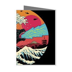 Retro Wave Kaiju Godzilla Japanese Pop Art Style Mini Greeting Cards (pkg Of 8) by Modalart