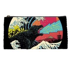 Retro Wave Kaiju Godzilla Japanese Pop Art Style Pencil Case by Modalart