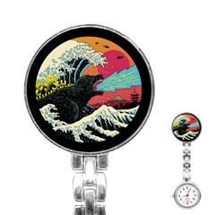 Retro Wave Kaiju Godzilla Japanese Pop Art Style Stainless Steel Nurses Watch by Modalart