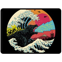 Retro Wave Kaiju Godzilla Japanese Pop Art Style Two Sides Fleece Blanket (large) by Modalart