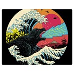 Retro Wave Kaiju Godzilla Japanese Pop Art Style Two Sides Premium Plush Fleece Blanket (Medium) 60 x50  Blanket Front