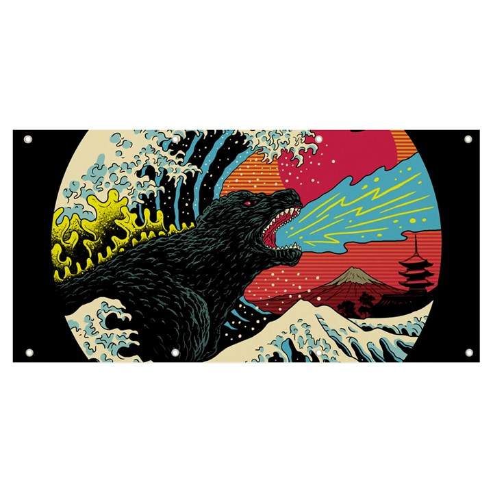 Retro Wave Kaiju Godzilla Japanese Pop Art Style Banner and Sign 8  x 4 