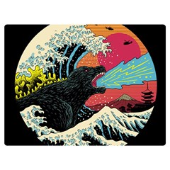 Retro Wave Kaiju Godzilla Japanese Pop Art Style Two Sides Premium Plush Fleece Blanket (extra Small) by Modalart