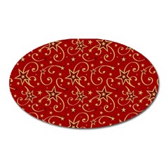 Christmas Texture Pattern Red Craciun Oval Magnet by Sarkoni