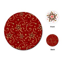 Christmas Texture Pattern Red Craciun Playing Cards Single Design (round)