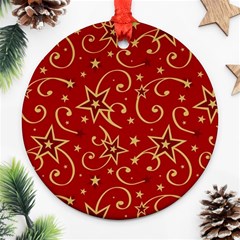 Christmas Texture Pattern Red Craciun Round Ornament (two Sides) by Sarkoni