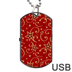 Christmas Texture Pattern Red Craciun Dog Tag Usb Flash (two Sides) by Sarkoni