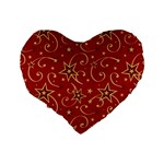 Christmas Texture Pattern Red Craciun Standard 16  Premium Flano Heart Shape Cushions Back