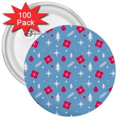 Christmas  Xmas Pattern Vector With Gifts And Pine Tree Icons 3  Buttons (100 pack) 