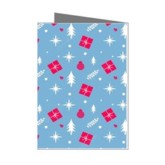 Christmas  Xmas Pattern Vector With Gifts And Pine Tree Icons Mini Greeting Cards (Pkg of 8)