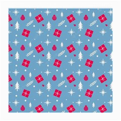 Christmas  Xmas Pattern Vector With Gifts And Pine Tree Icons Medium Glasses Cloth (2 Sides)