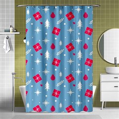 Christmas  Xmas Pattern Vector With Gifts And Pine Tree Icons Shower Curtain 48  x 72  (Small) 