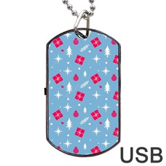 Christmas  Xmas Pattern Vector With Gifts And Pine Tree Icons Dog Tag USB Flash (One Side)