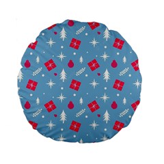 Christmas  Xmas Pattern Vector With Gifts And Pine Tree Icons Standard 15  Premium Round Cushions