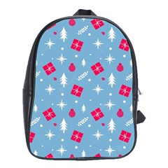 Christmas  Xmas Pattern Vector With Gifts And Pine Tree Icons School Bag (XL)