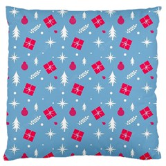 Christmas  Xmas Pattern Vector With Gifts And Pine Tree Icons Large Premium Plush Fleece Cushion Case (One Side)