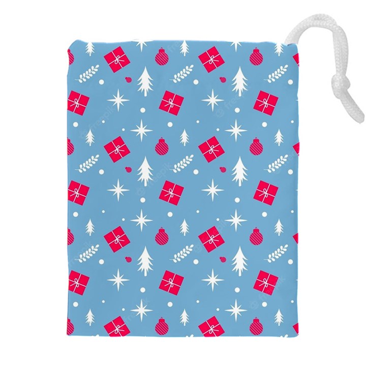 Christmas  Xmas Pattern Vector With Gifts And Pine Tree Icons Drawstring Pouch (5XL)