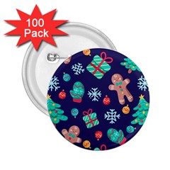 Christmas Texture New Year Background Trees Retro Pattern 2 25  Buttons (100 Pack)  by Sarkoni