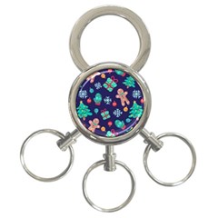 Christmas Texture New Year Background Trees Retro Pattern 3-ring Key Chain by Sarkoni