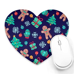 Christmas Texture New Year Background Trees Retro Pattern Heart Mousepad by Sarkoni