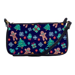 Christmas Texture New Year Background Trees Retro Pattern Shoulder Clutch Bag by Sarkoni